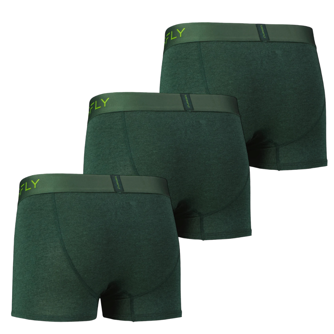 3-pack IKON Men's 3" Trunks (Green Marle)