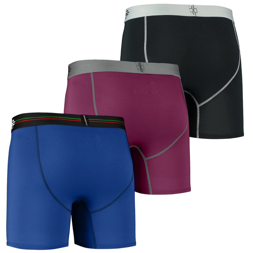 3-pack IKON X Men's 6" Boxers (PlumGrey + Italia + BlkSilver)