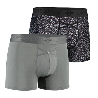 2-Pack 3" Trunks: Charcoal / Skulls Print