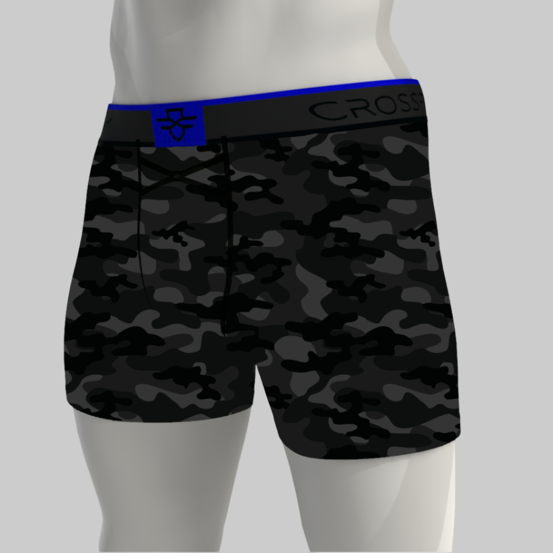 Crossfly's sports boxer in 7 inch, camo print