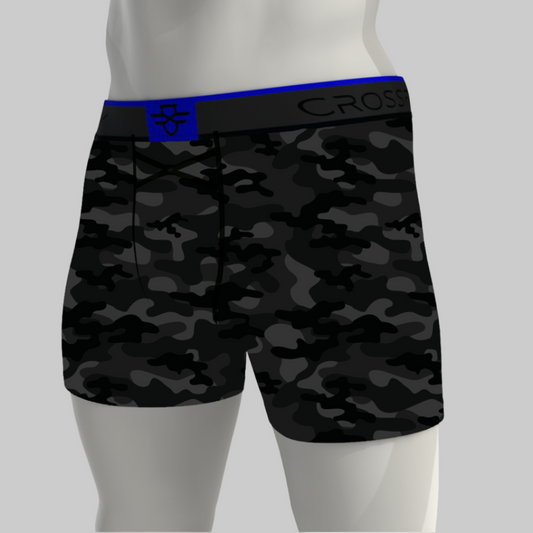 Crossfly's sports boxer in 7 inch, camo print
