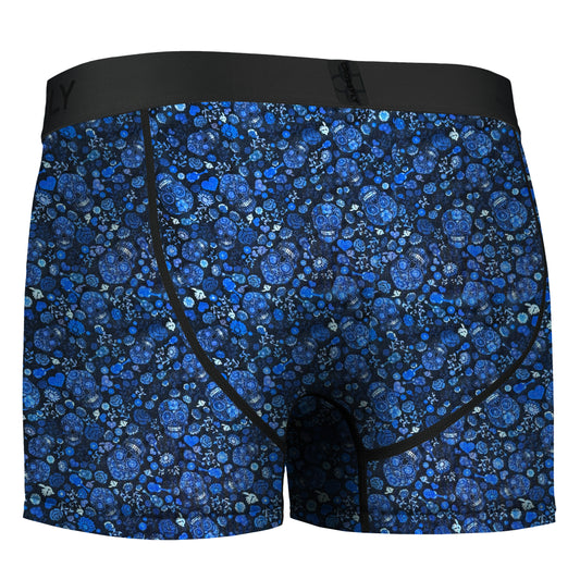 IKON Men's 3" Trunks - Skulls and Hearts Blues