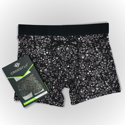 IKON Men's 6" Boxers - Skulls and Heart Black