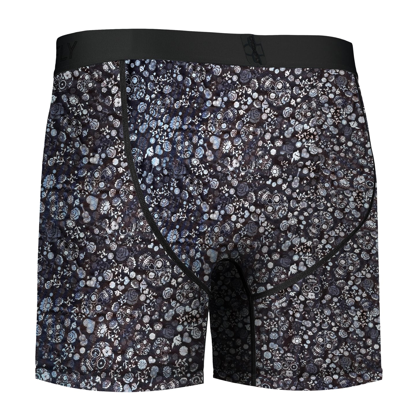 IKON Men's 6" Boxers - Skulls and Heart Black