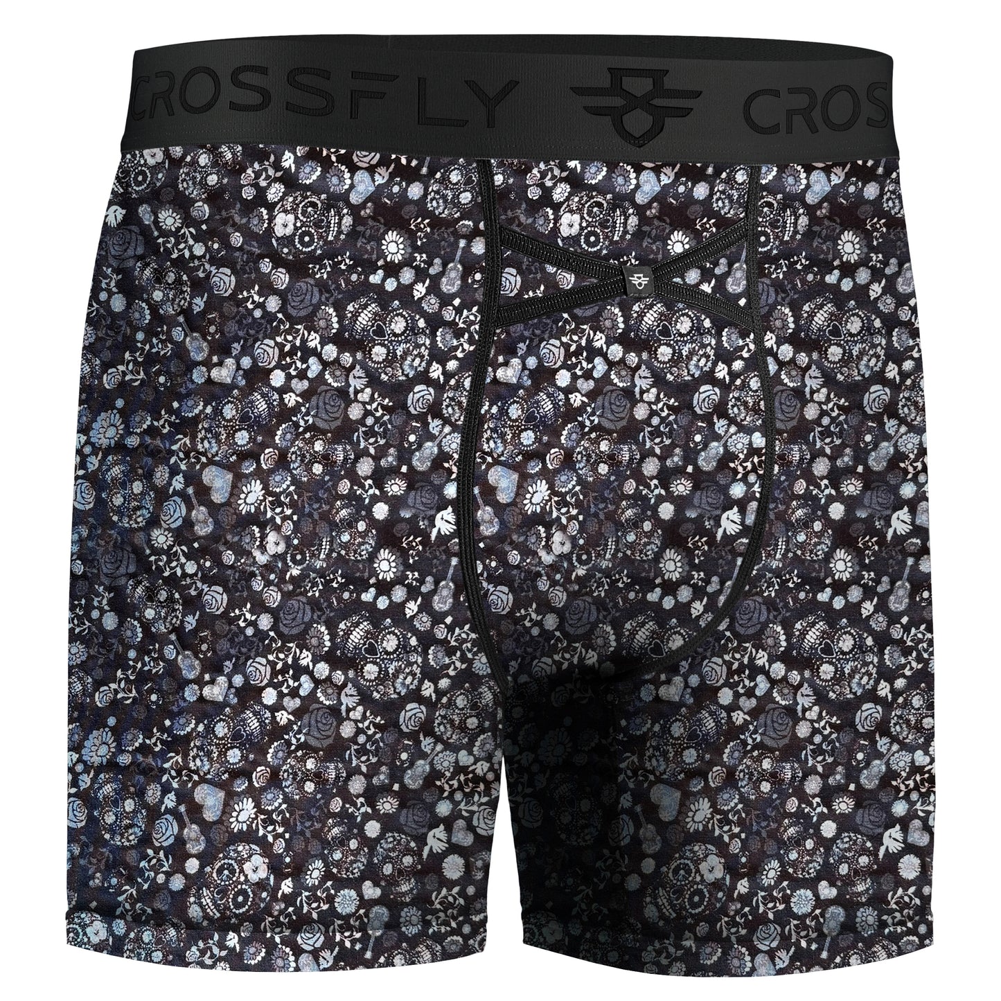 IKON Men's 6" Boxers - Skulls and Heart Black