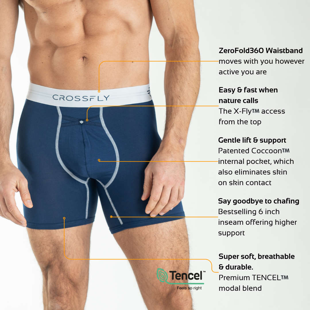 Boxers longs 6" - IKON X - Bleu marine / Blanc