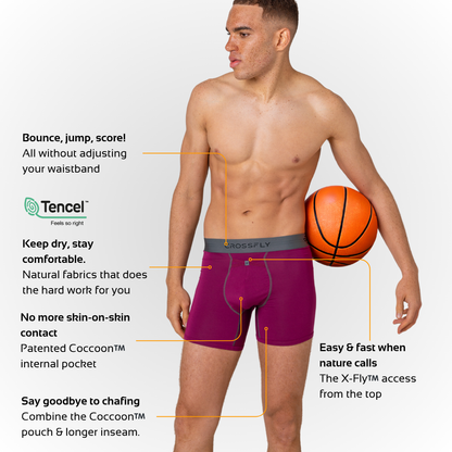 3-pack: IKON X Men's 6" Boxers - PlumGrey / Italia / BlkSilver