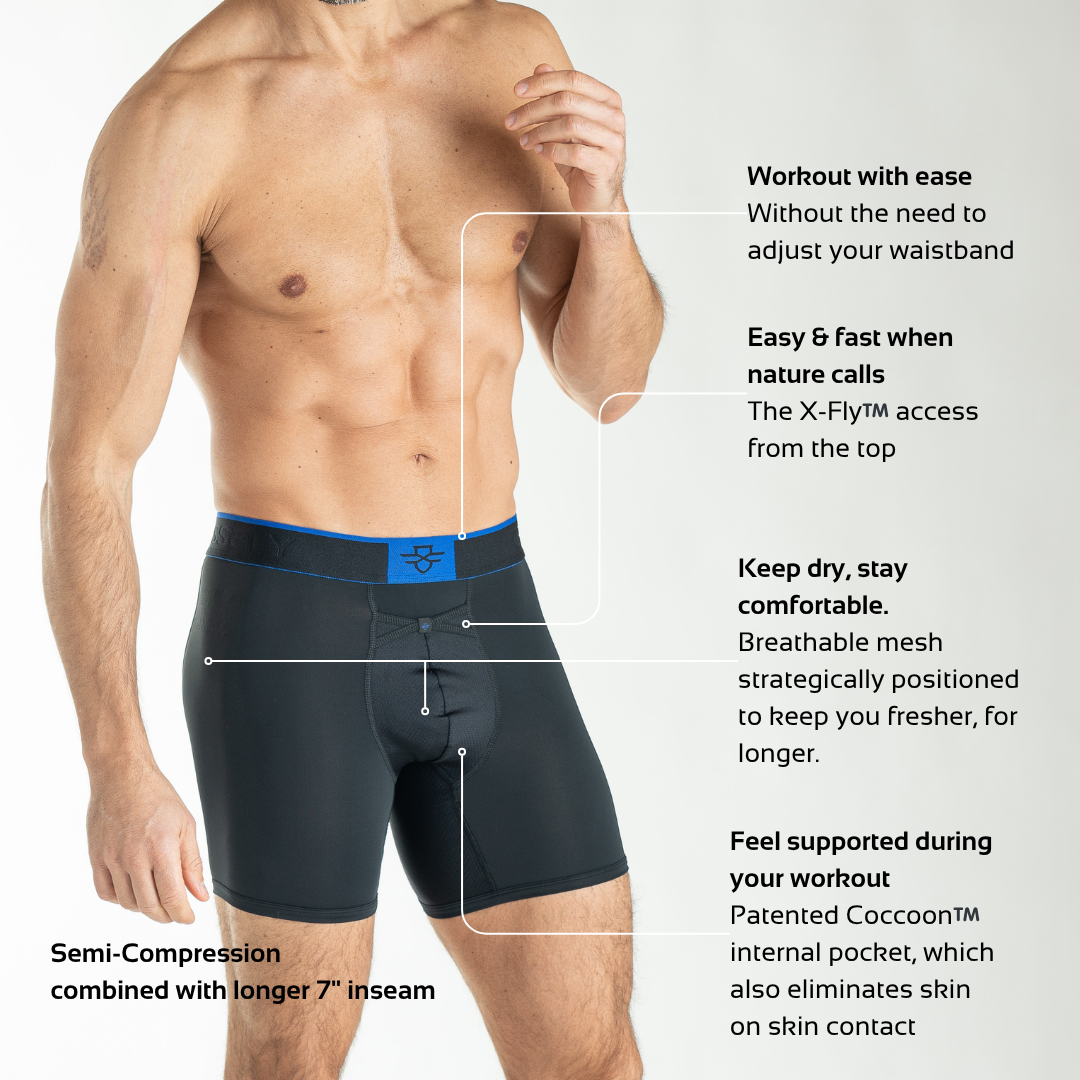 3-pack PRO Men's 7" Boxers (Black/Royal Blue)