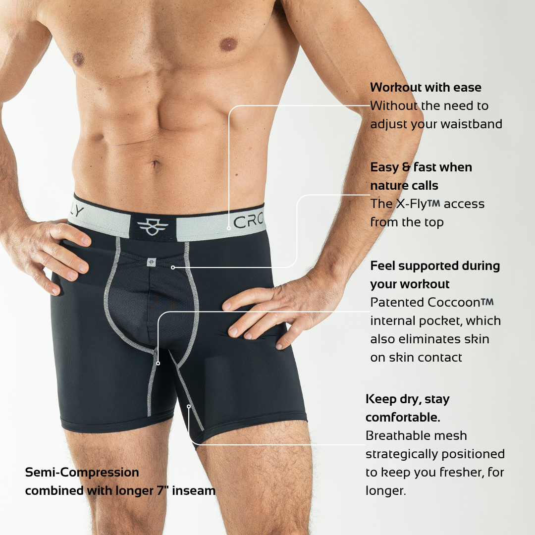 3-Pack: PRO Men's 7" Boxers - Black/Silver