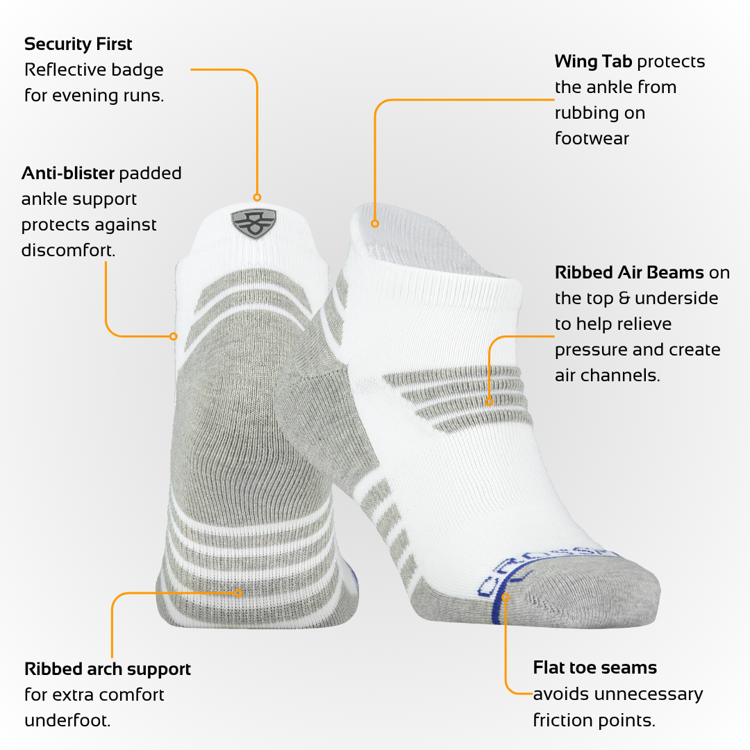 Tempo |  Men's Low Cut Socks - White/Grey