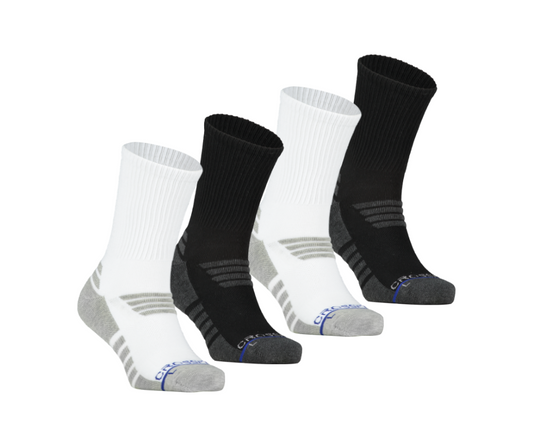 4-pack: Tempo | Men's 10" Crew Socks - Black/Charcoal & Grey/White