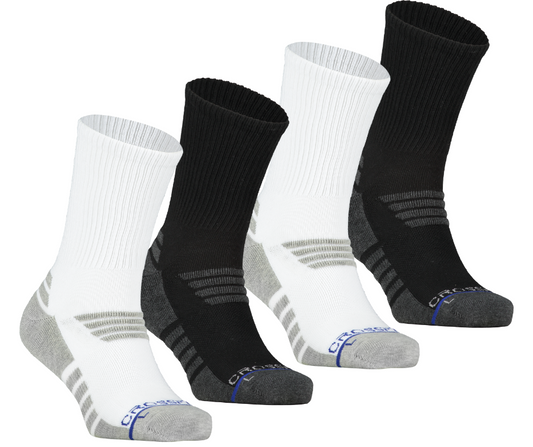 4-pack: Tempo | Men's 10" Crew Socks - Black/Charcoal & Grey/White