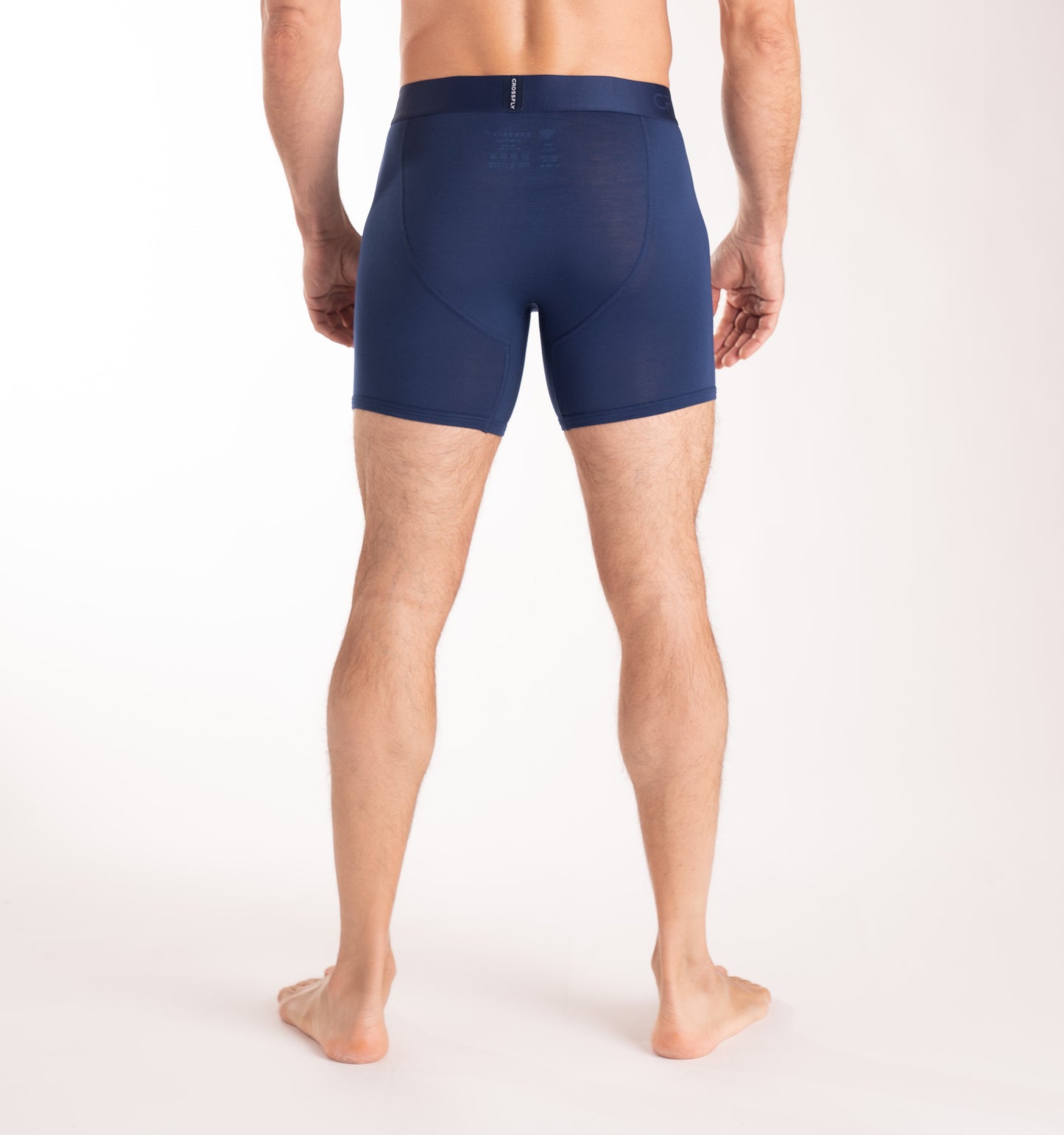 Crossfly men's IKON 6" navy boxers from the Everyday series, featuring X-Fly and Coccoon internal pocket support.