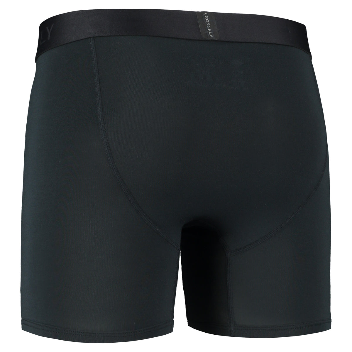 Crossfly men&#39;s IKON 6&quot; black boxers from the Everyday series, featuring X-Fly and Coccoon internal pocket support.