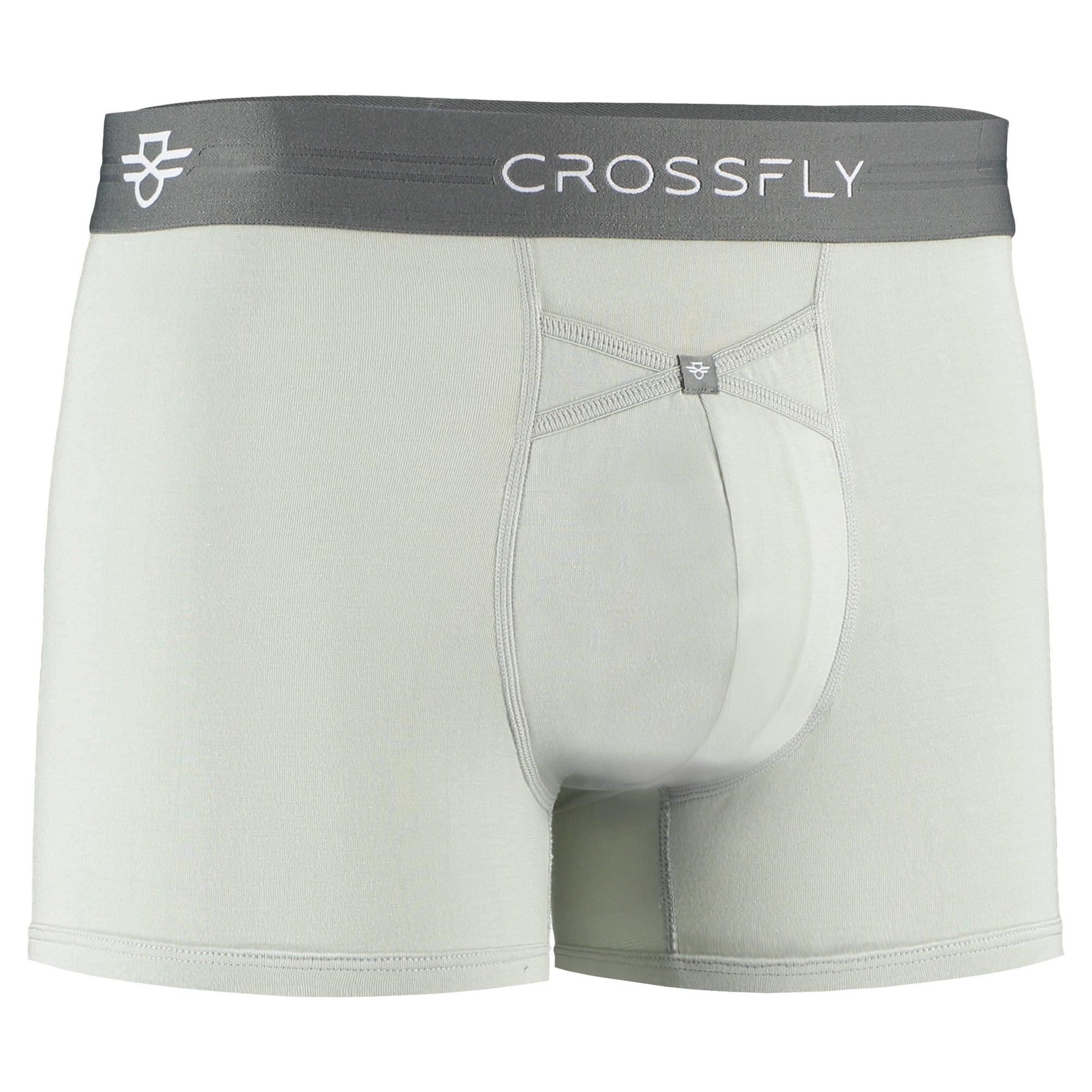 Crossfly men's IKON X 3" silver / charcoal trunks from the Everyday series, featuring X-Fly and Coccoon internal pocket support.