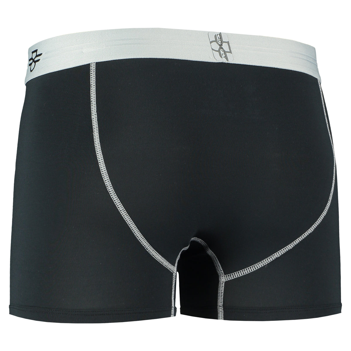 Crossfly men&#39;s IKON X 3&quot; black / silver trunks from the Everyday series, featuring X-Fly and Coccoon internal pocket support.