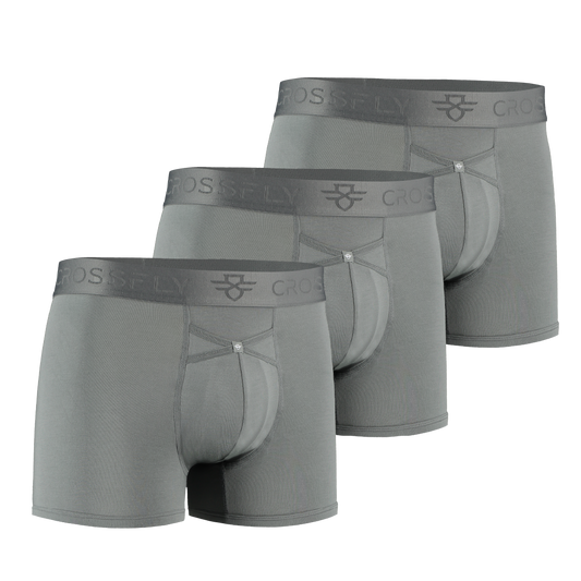 CHOHB Men's MicroModal Boxer Briefs 3-Pack - Soft, Breathable Underwear With Fly (Blue, Red, White)