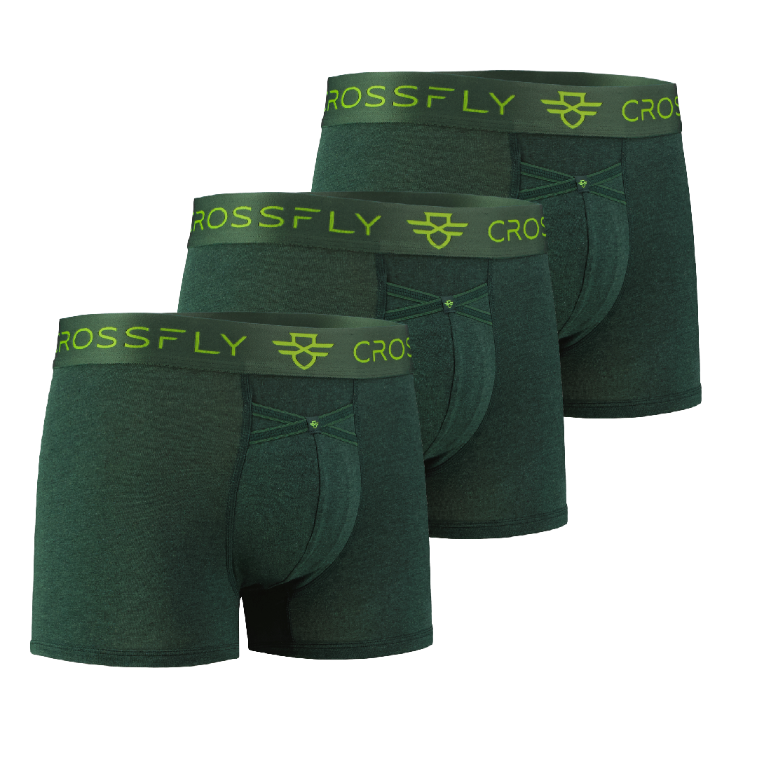 IKON 3 Trunk Green Marle Modal 3- pack l Crossfly Mens Underwear
