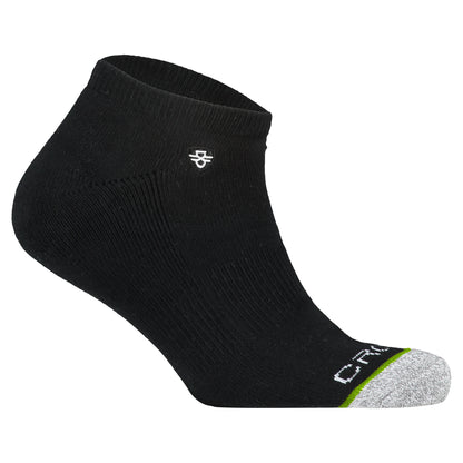 Crossfly men's Original Low Socks in black from the Everyday series, featuring Flat Toe Seams and 360 Hold.