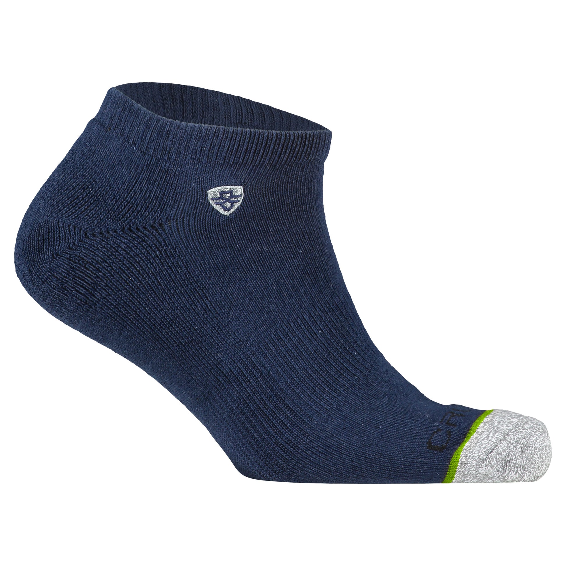 Crossfly men's Original Low Socks in navy from the Everyday series, featuring Flat Toe Seams and 360 Hold.