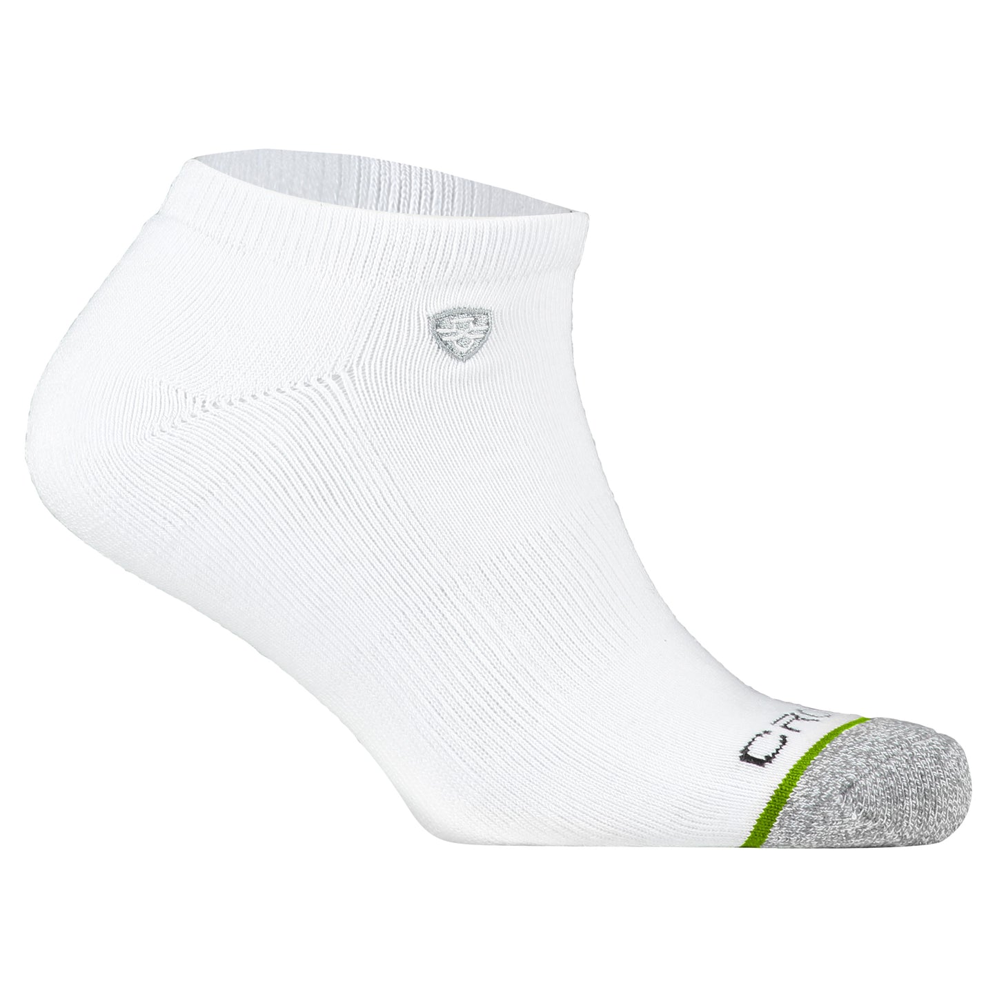 Crossfly men's Original Low Socks in white from the Everyday series, featuring Flat Toe Seams and 360 Hold.