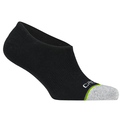Crossfly men's Original No Show Socks in black from the Everyday series, featuring Flat Toe Seams and 360 Hold.
