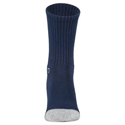 Crossfly men's Original Crew Socks in navy from the Everyday series, featuring Flat Toe Seams and 360 Hold.