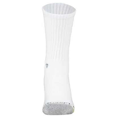 Crossfly men's Original Crew Socks in white from the Everyday series, featuring Flat Toe Seams and 360 Hold.