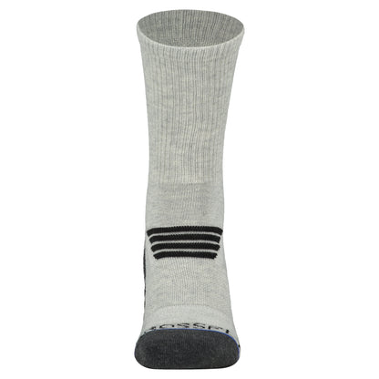 Crossfly men's Tempo Crew Socks in grey / black from the Performance series, featuring AirBeams and 180 Hold.