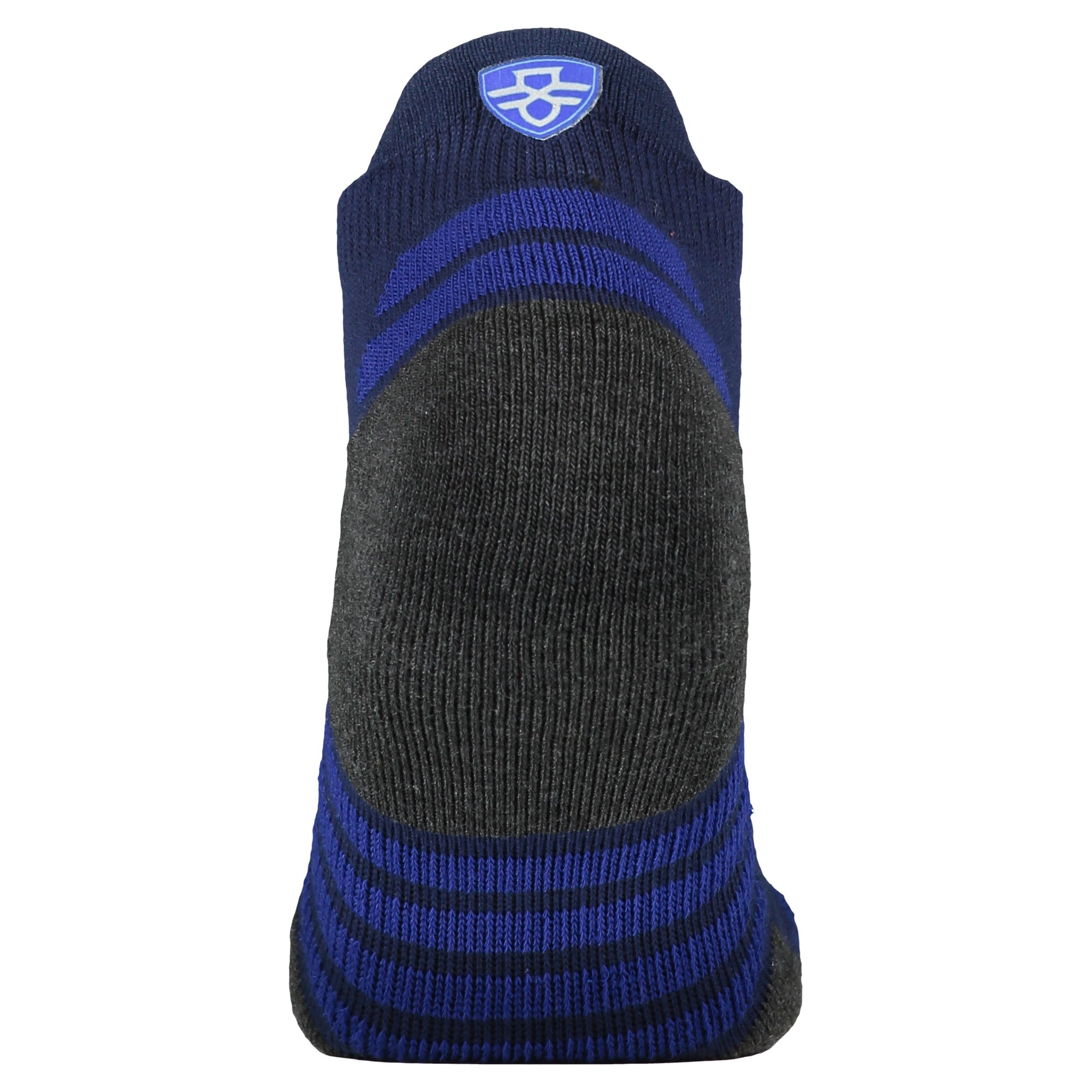 Crossfly men's Tempo Low Socks in navy / royal from the Performance series, featuring AirBeams and 180 Hold.